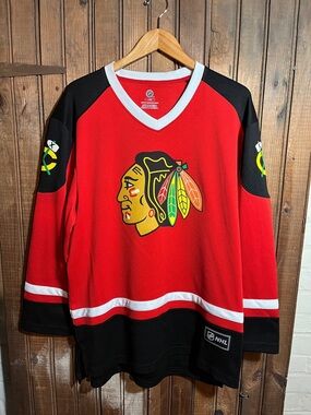 NHL Red and Black Chicago Blackhawks Hockey Jersey
